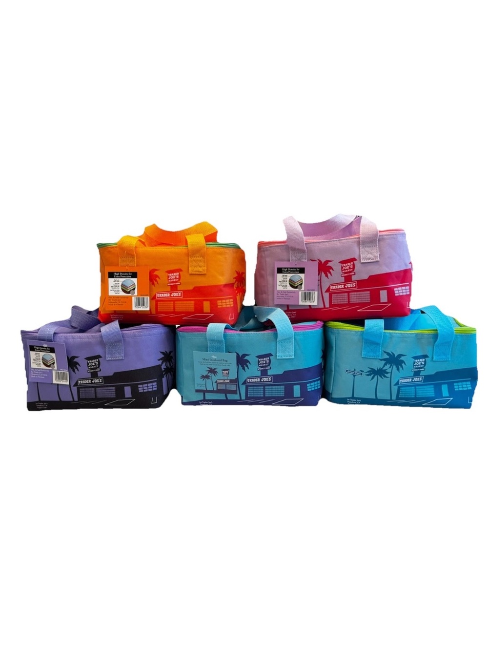 Trader Joe's Colorful Insulated Tote Bag - Multi-Color Options